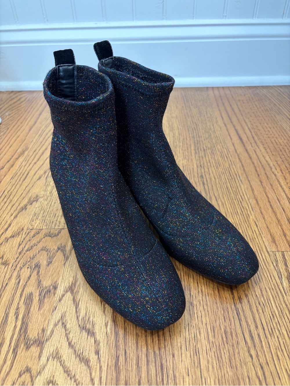 Zara Black Glitter Knit Ankle Boots - Picture 2 of 7
